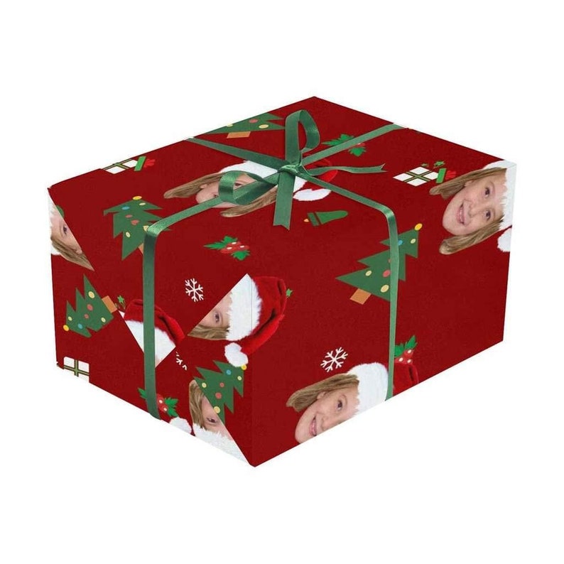 Custom Gift Wrapping Paper with Face Personalized Merry Christmas