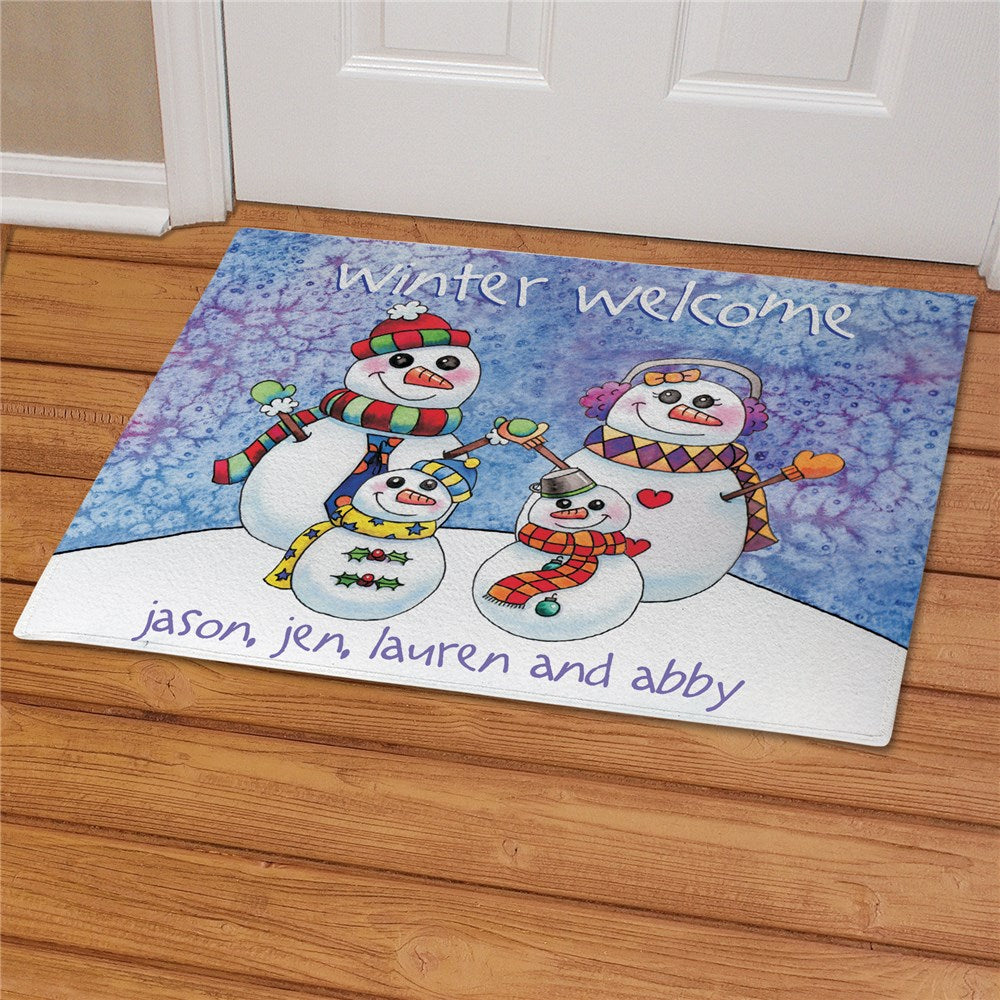 Personalized Snowman Family Doormat,Custom Family Gift,，Christmas Gift