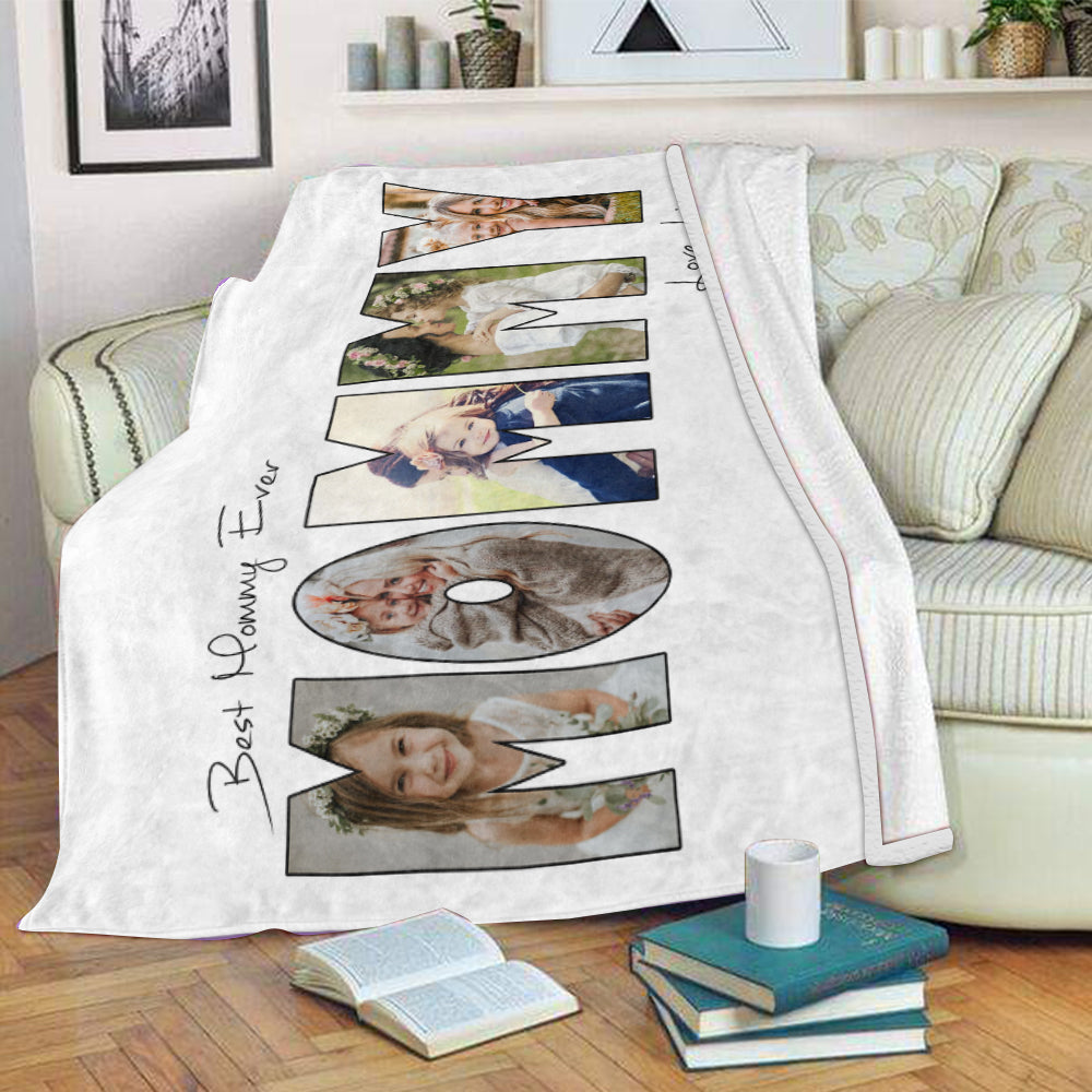 Personalized Mommy Photo Collage Fleece Blanket
