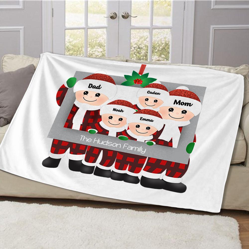 Personalized Christmas Family Member Fleece Blanket II