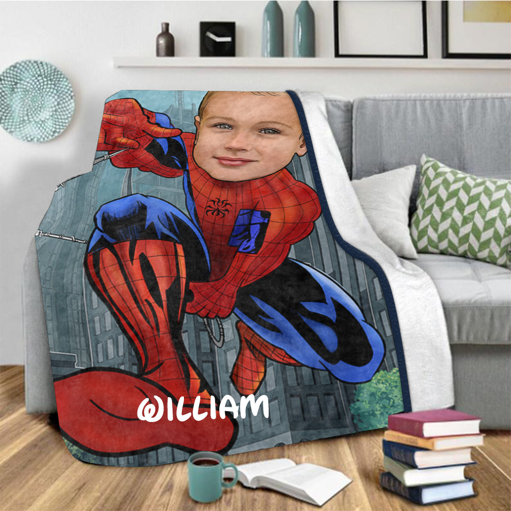 Personalized Hand-Drawing Kid's Photo Portrait Fleece Blanket IV