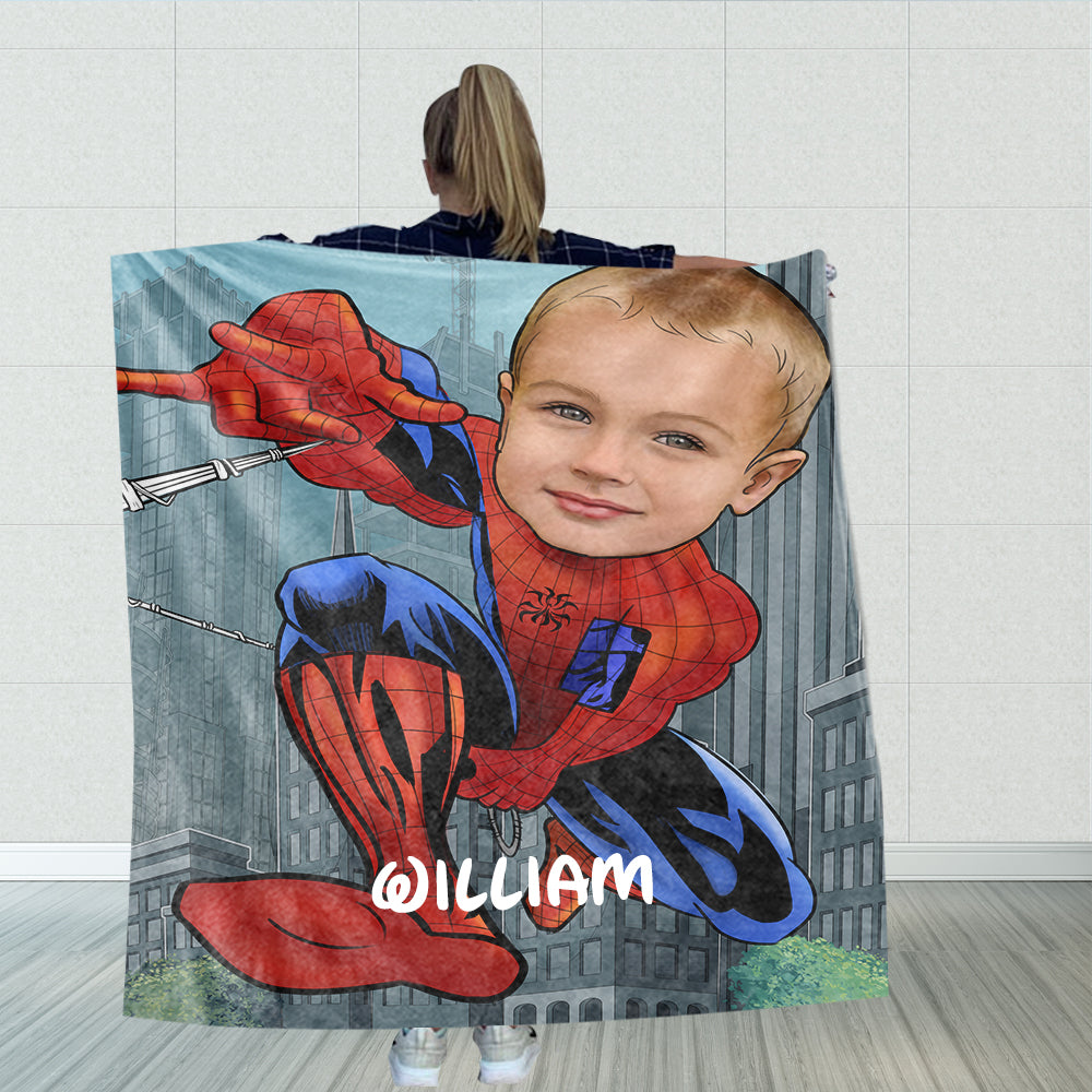 Personalized Hand-Drawing Kid's Photo Portrait Fleece Blanket IV