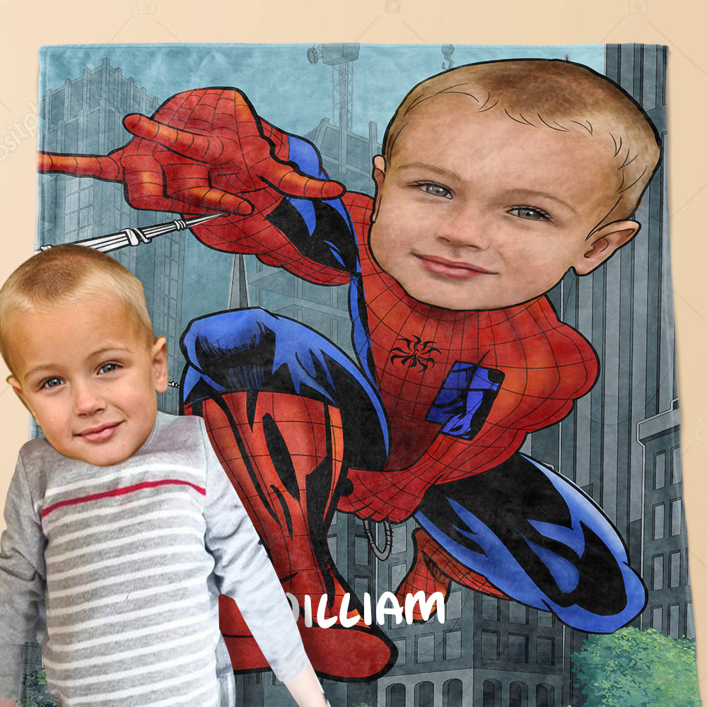 Personalized Hand-Drawing Kid's Photo Portrait Fleece Blanket IV