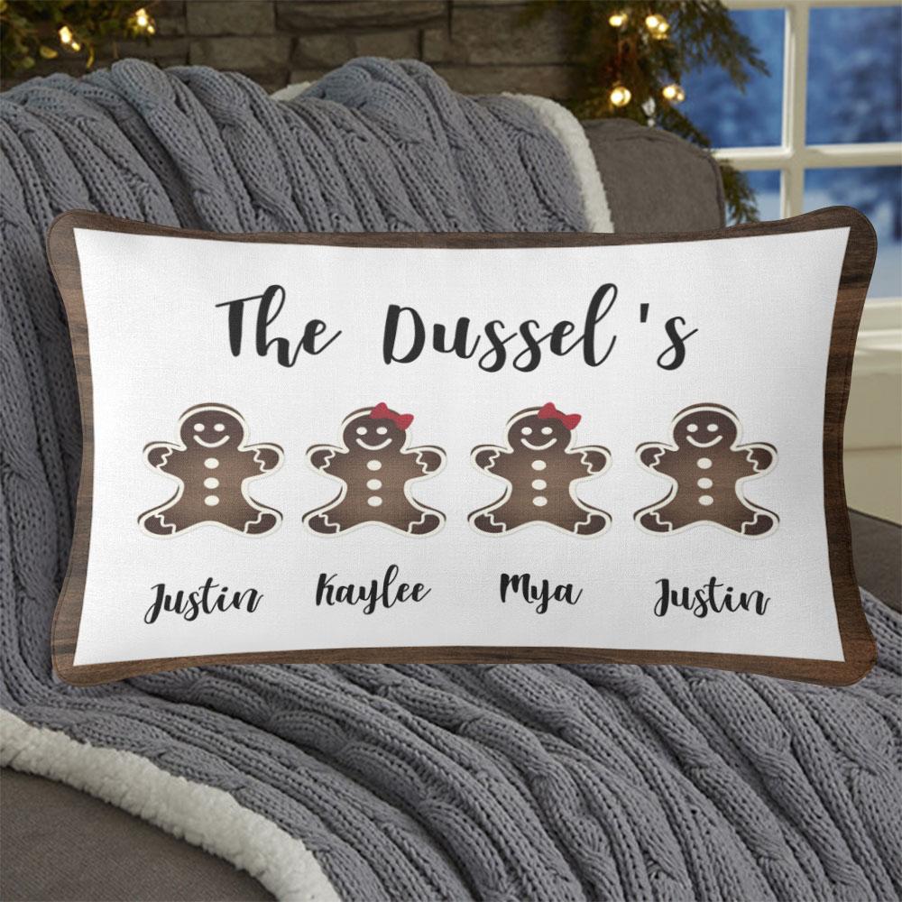 Personalized Gingerbread Christmas Family Pillowcase With Name I