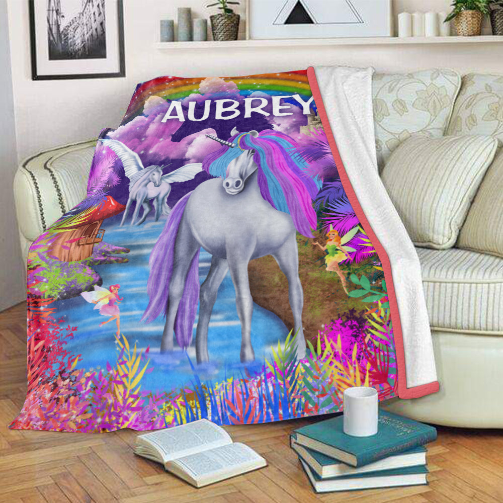 Custom Magical Unicorn Wonderland Premium Fleece Blanket