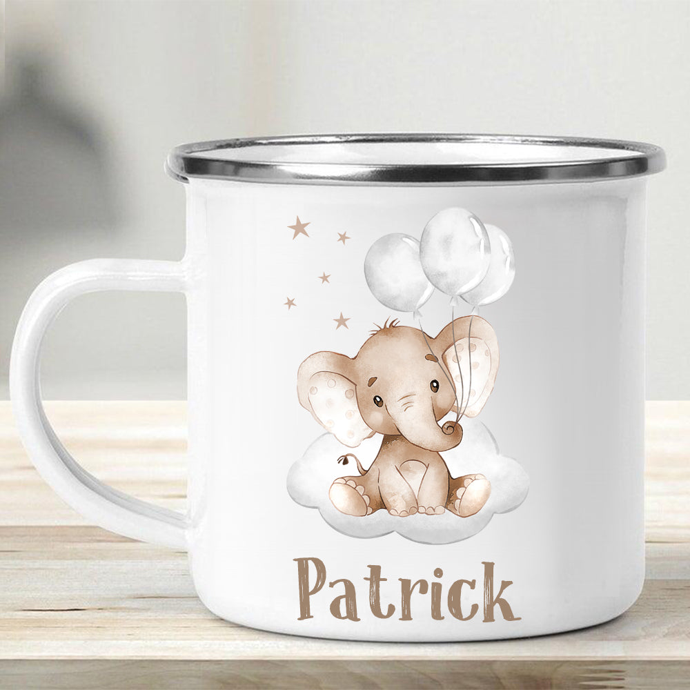 Custom Name Elephant Enamel Campfire Mug I