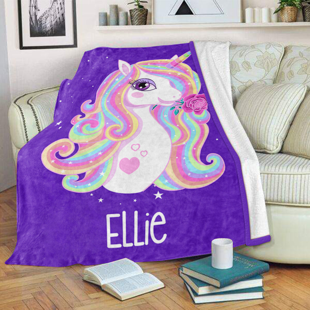 Personalized Magical Unicorn Fleece Blanket - 3 Colors Available