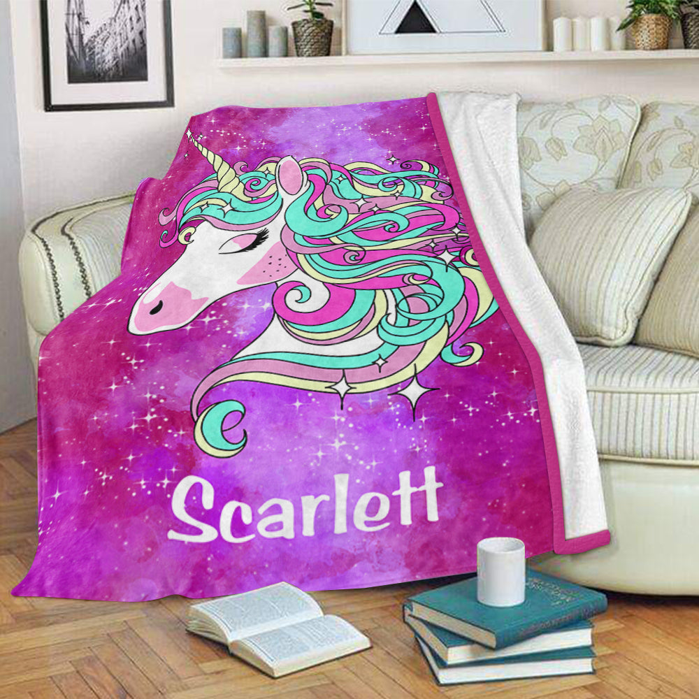 Custom Magic Unicorn Cozy Plush Fleece Blanket - 3 Colors Available