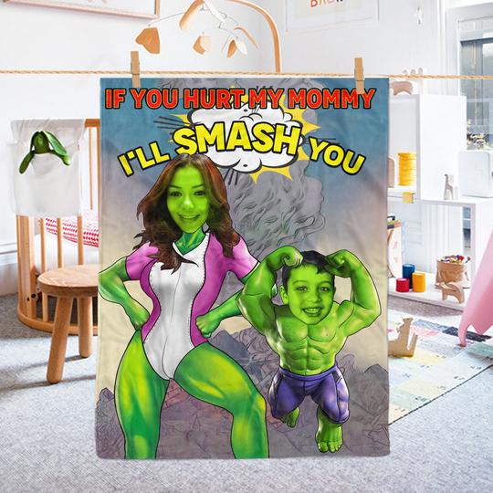 Custom Hulk Portrait Blanket with Photos