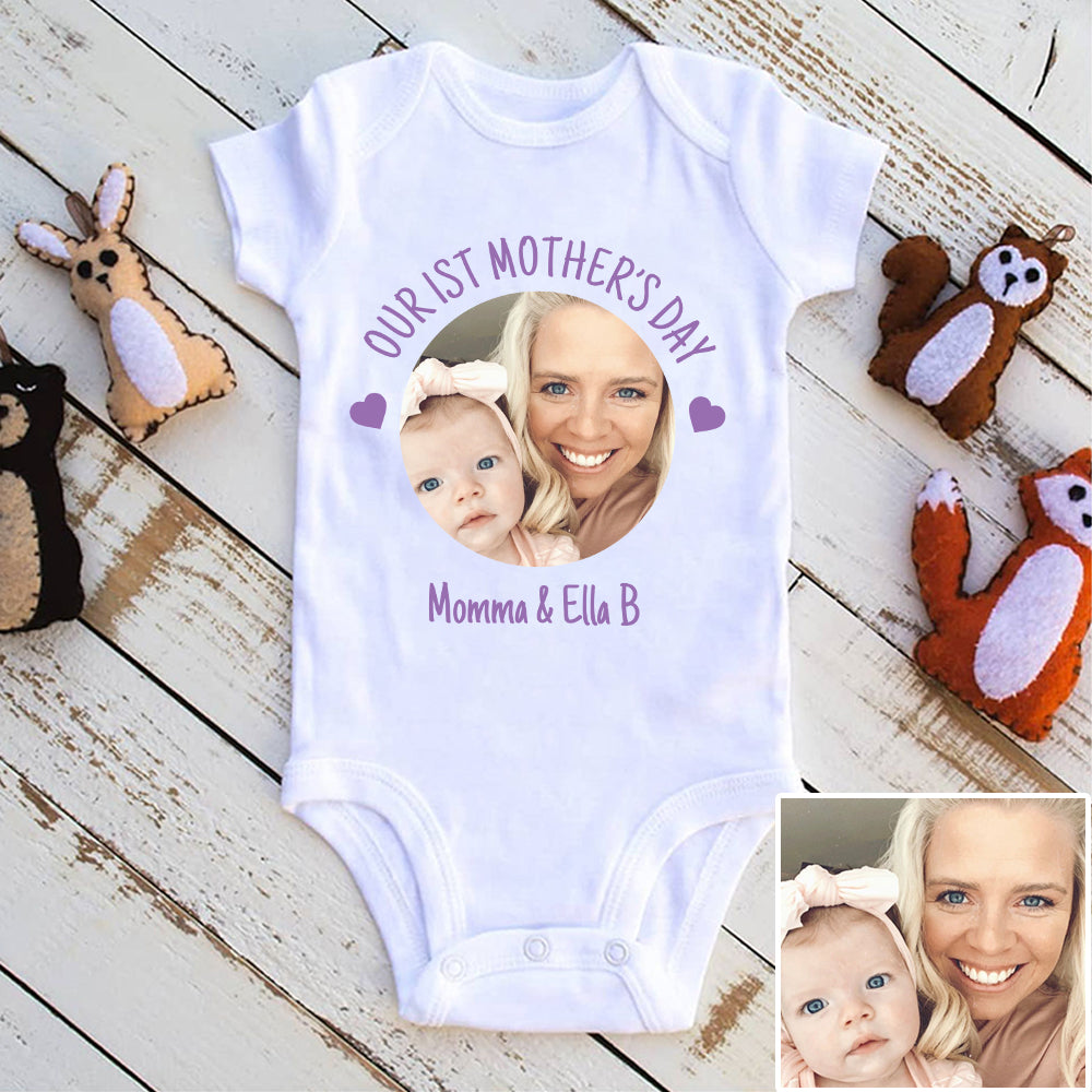 Baby Photo Bodysuit, Custom Baby Onesie, Funny Baby Onesie, Baby Boy Onesie, Baby Girl Onesie, Mother's Day Bodysuit