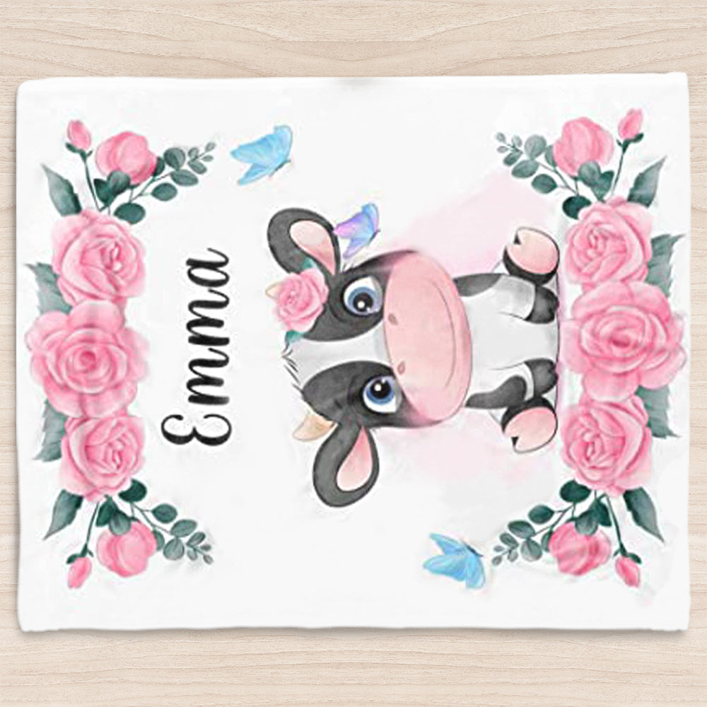 Custom Animal Girl Name Blanket
