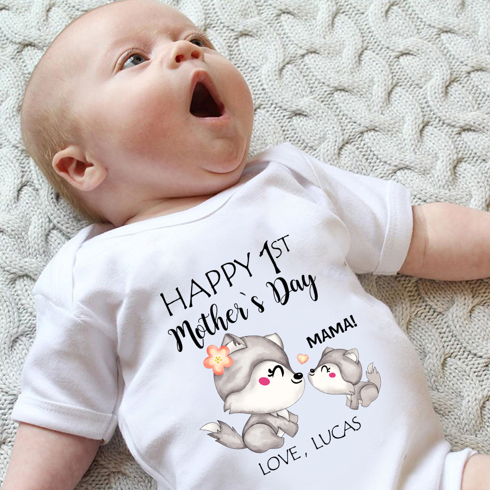 Custom Two Dogs Mother's Day Baby Onesie