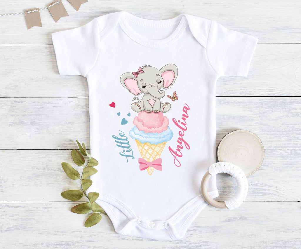 Personalized Baby Onesie I05-Elephant Ice cream