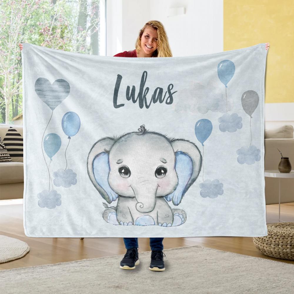 Personalized Elephant Blanket With Name III08