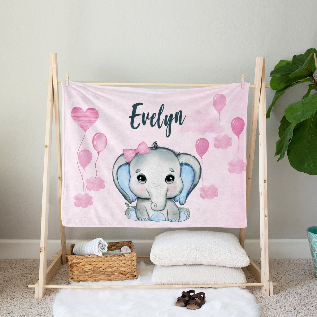 Personalized Elephant Blanket With Name III09