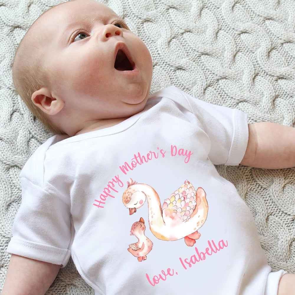 Custom Two Ducks Mother's Day Baby Onesie