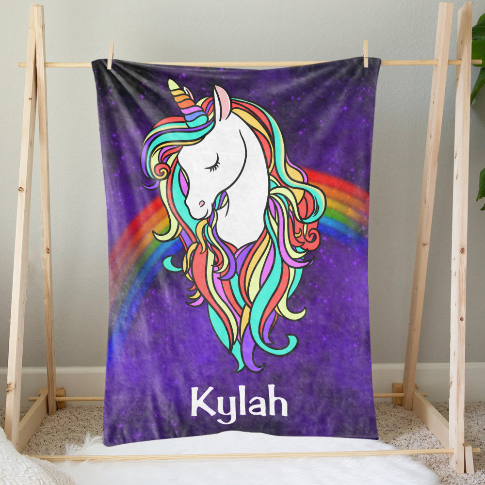 Custom Magical Unicorn Baby Girl Name Blanket