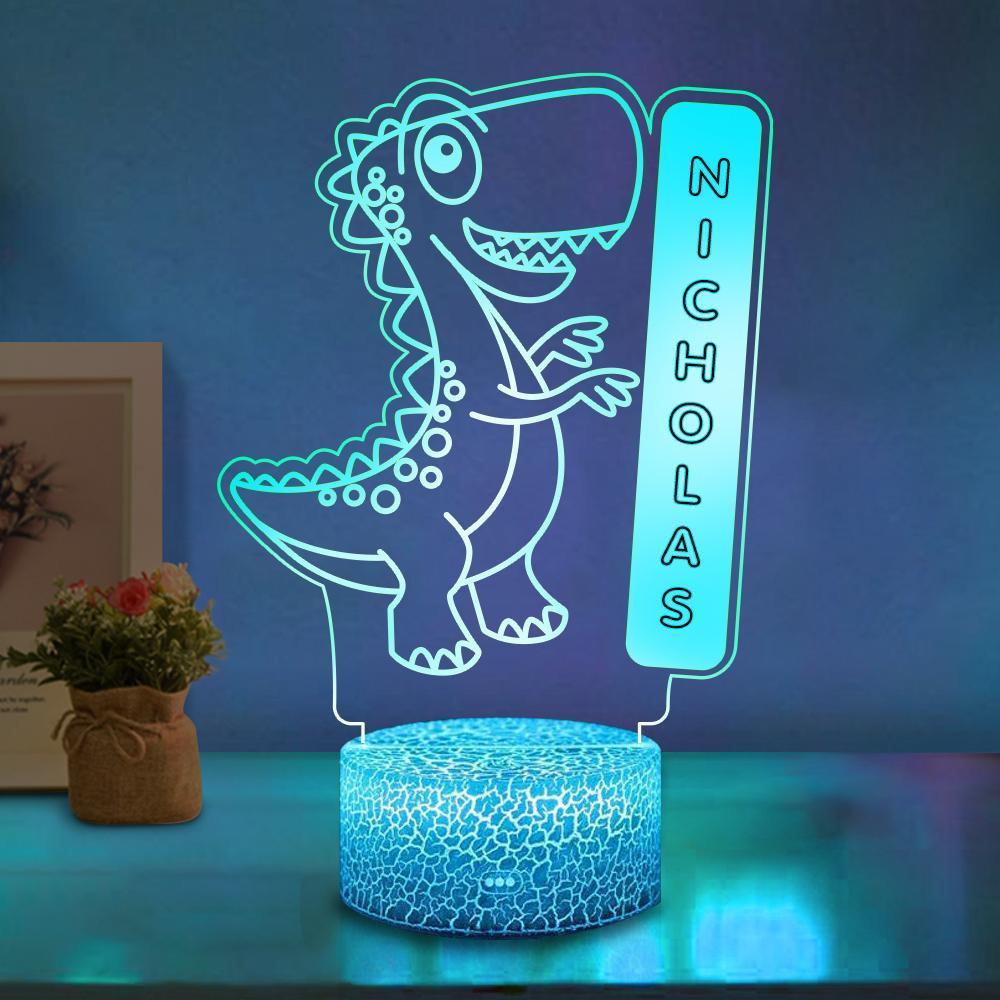 Personalized Name Dinosaur LED Night Light, Custom Nursery Baby Kids Room Name Sign Gift