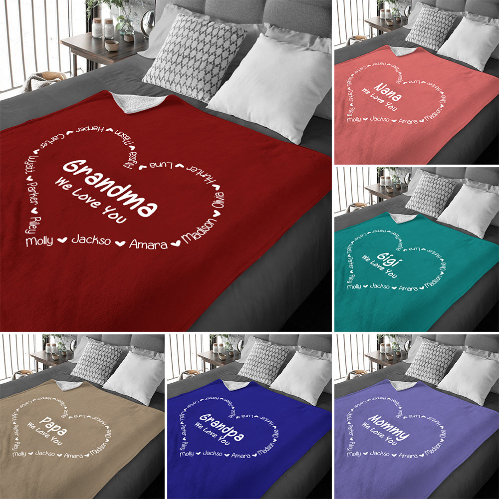 Personalized Heart-shaped Nickname and Kids Name Fleece Blanket