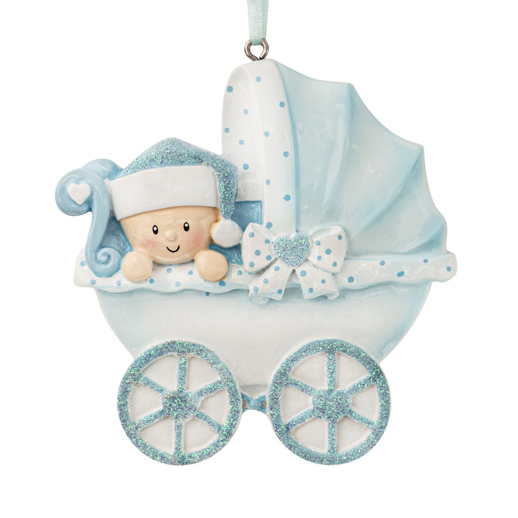 Baby's First Christmas, Personalized Baby Boy in Stroller Christmas Ornament, 1st Baby Ornament, Newborn Birth Stats Ornament,Xmas Gift 2021