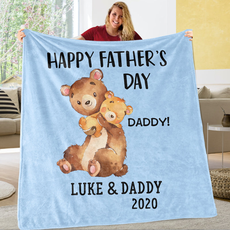 Custom Bear Father's Day Fleece Blankets / Baby Onesies / Dad Shirts