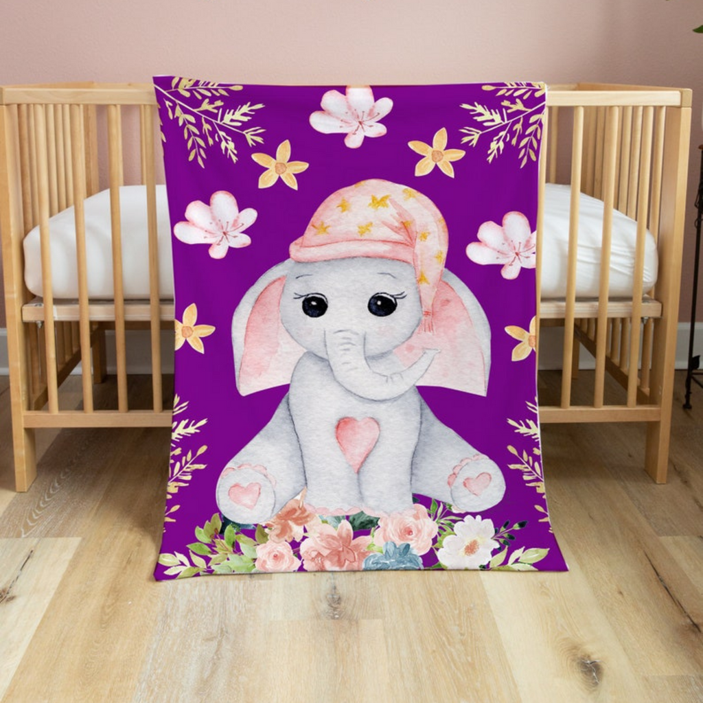Personalized Baby Animal Fleece Blanket I17-Elephant