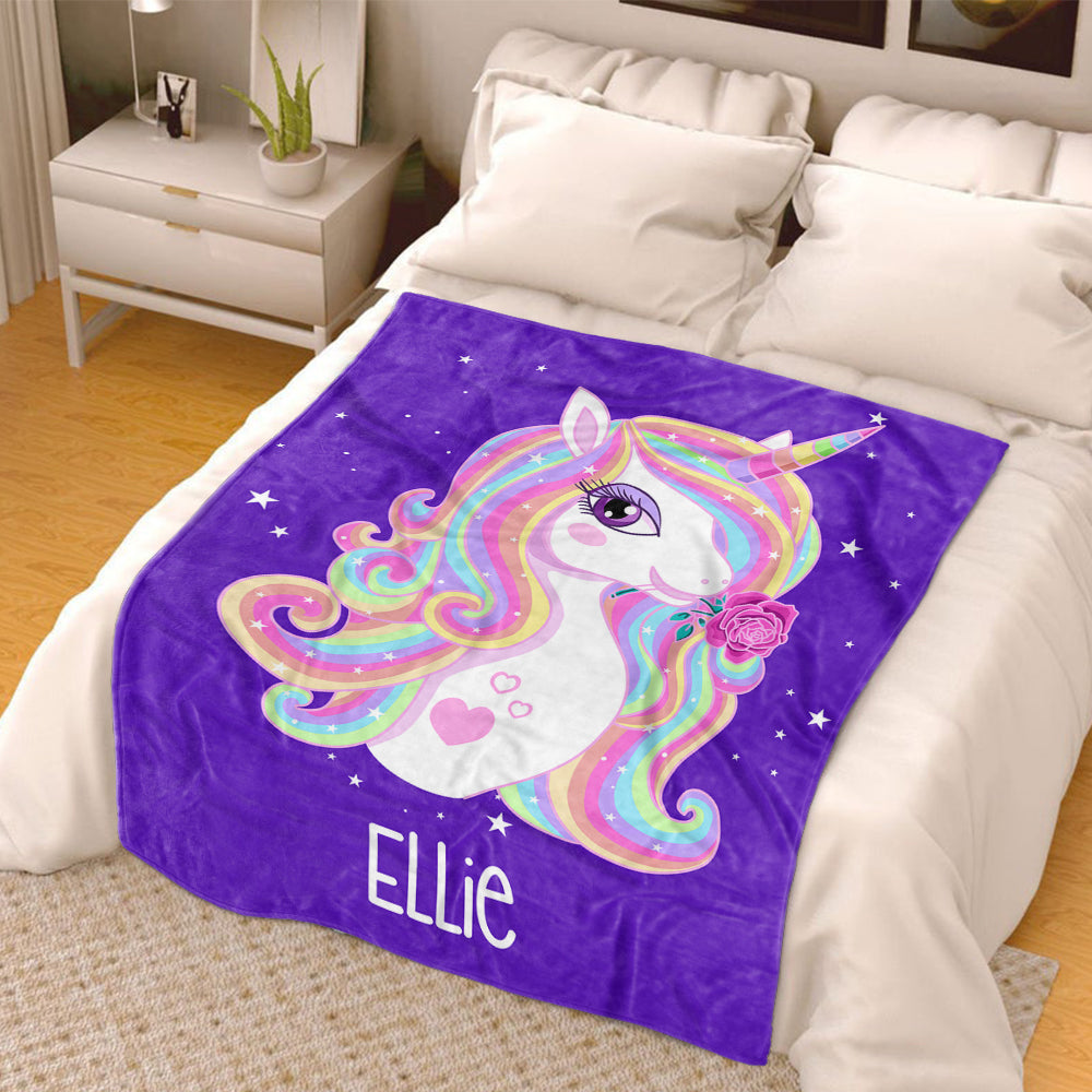 Personalized Magical Unicorn Fleece Blanket - 3 Colors Available