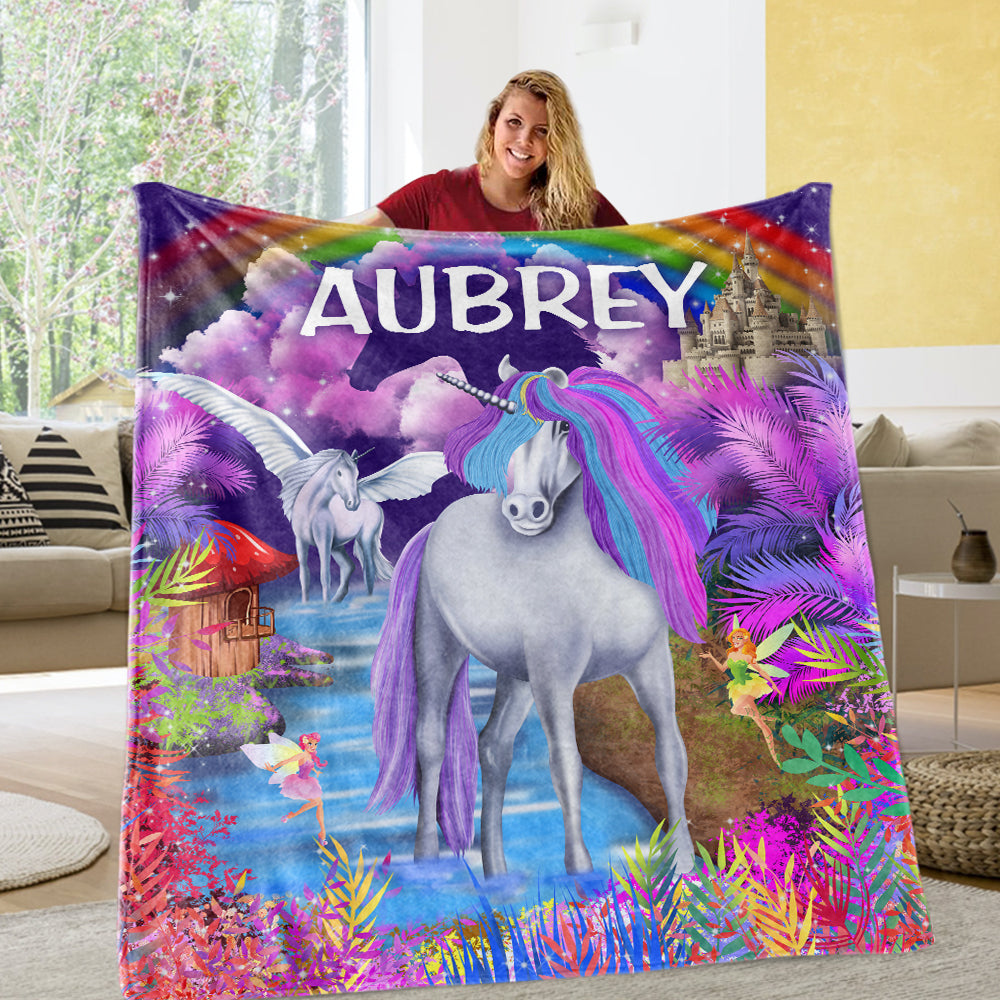 Custom Magical Unicorn Wonderland Premium Fleece Blanket