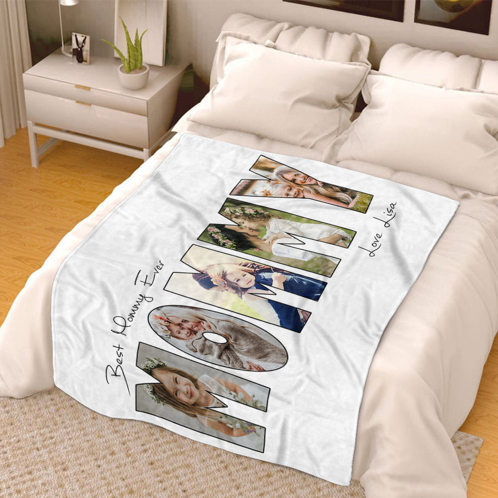 Personalized Mommy Photo Collage Fleece Blanket