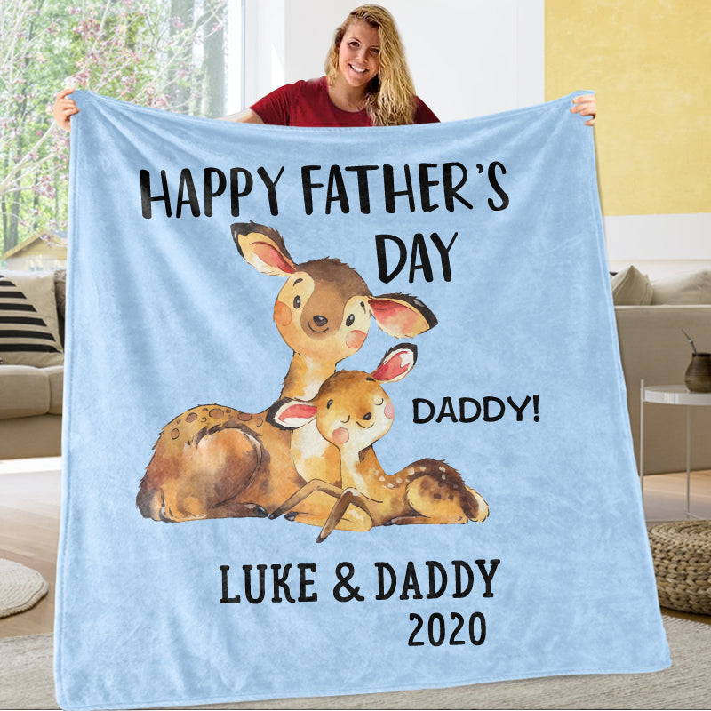 Custom Deer Father's Day Fleece Blankets / Baby Onesies / Daddy Shirts