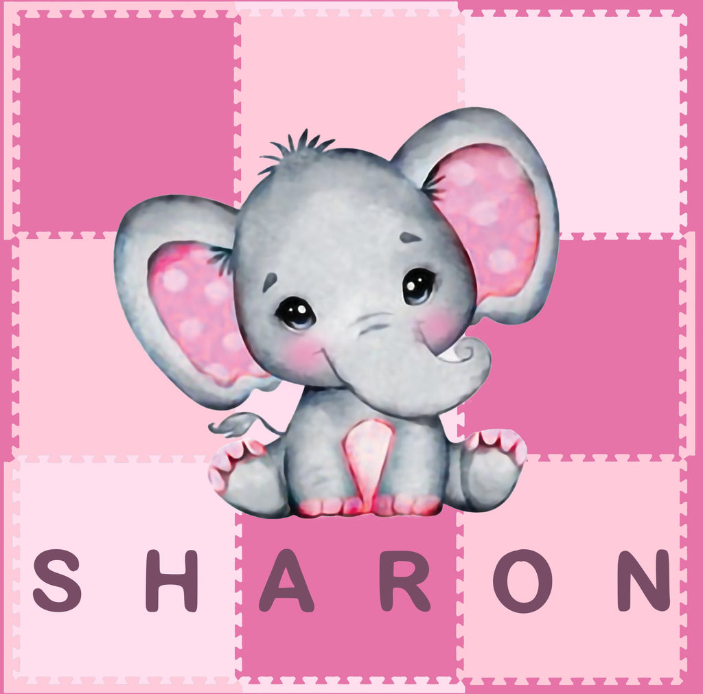 Personalize Safari Play Mat I02-Pink Elephant