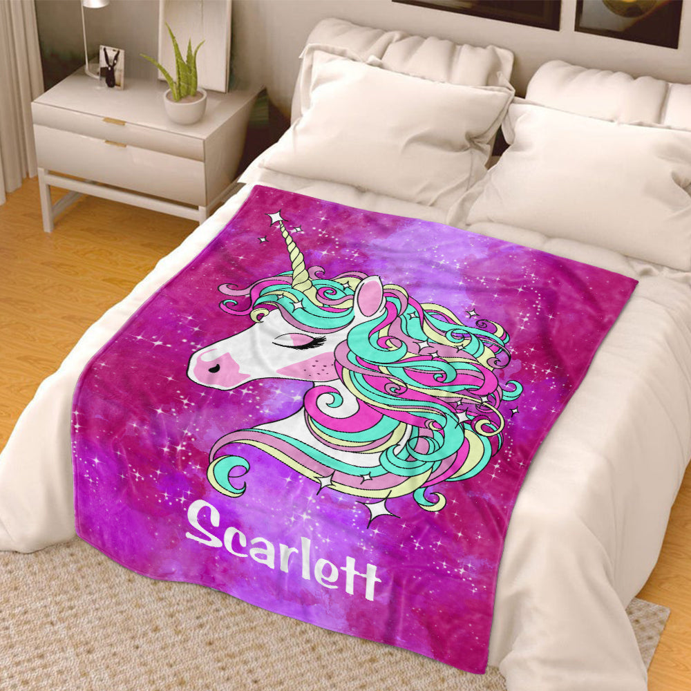 Custom Magic Unicorn Cozy Plush Fleece Blanket - 3 Colors Available