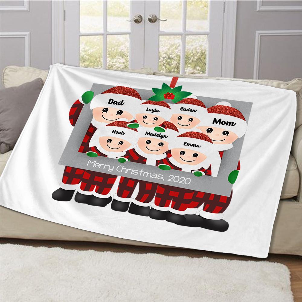 Personalized Christmas Family Member Fleece Blanket II