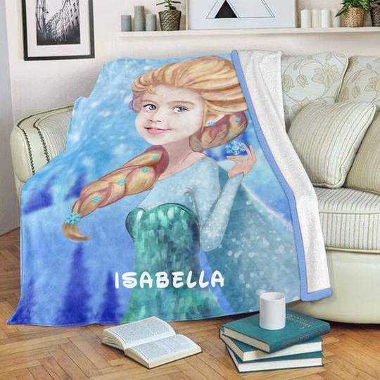 Personalized Hand-Drawing Kid's Photo Portrait Fleece Blanket