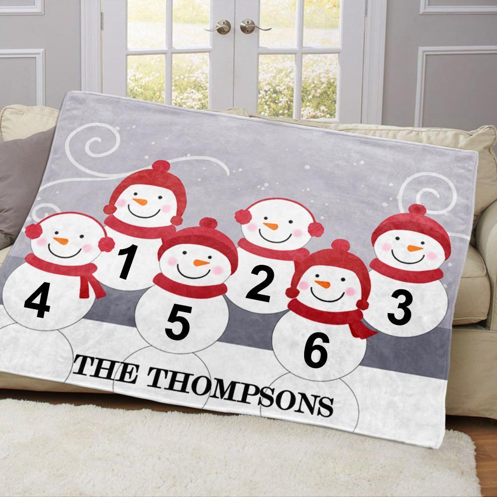 Personalized Snowman Family Blanket With Names