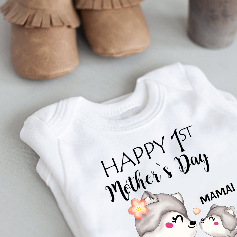 Custom Two Dogs Mother's Day Baby Onesie