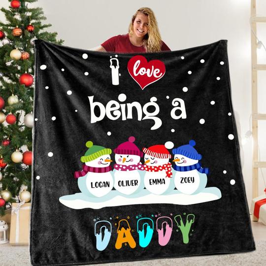 Custom CHRISTMAS BLANKET with Nickname & Kids Names