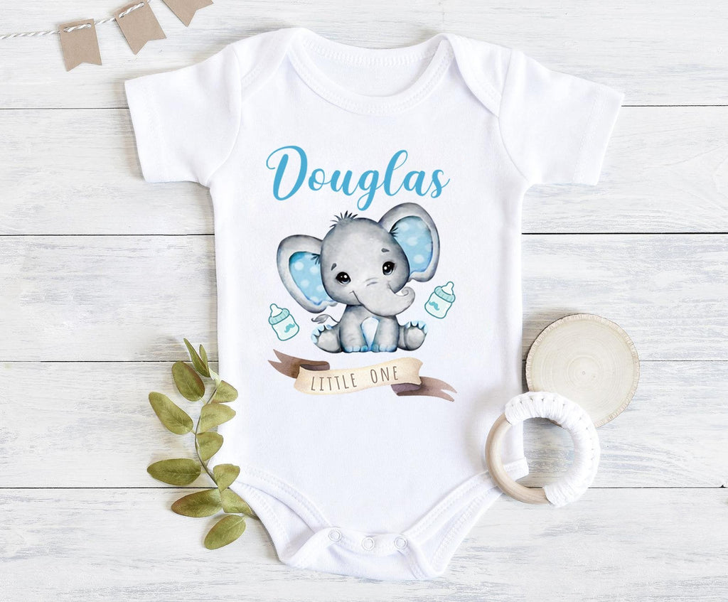 Personalized Baby Onesie I06-Elephant Blue