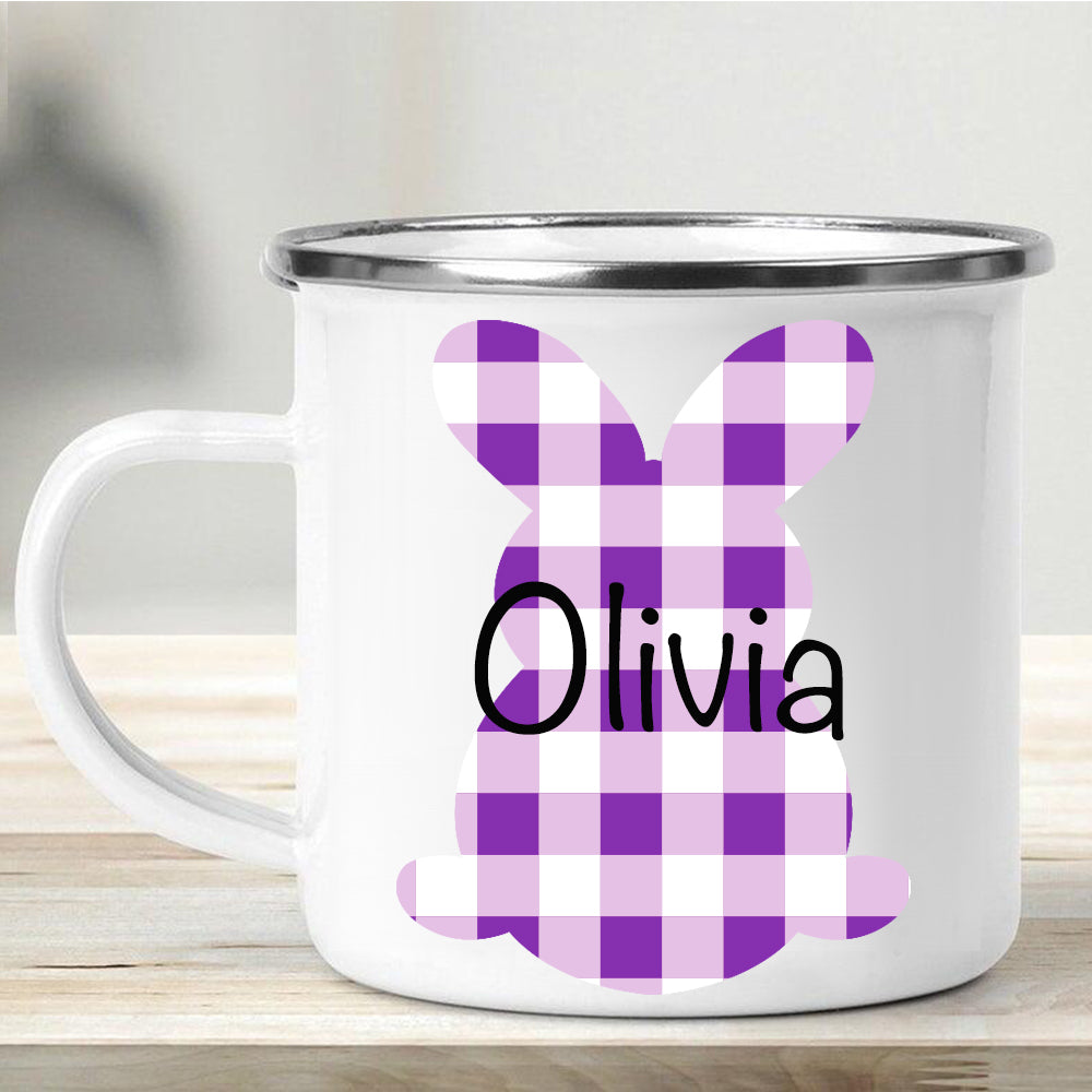 Custom Name Rabbit Easter Children's Enamel Campfire Mug II