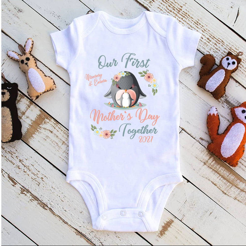 Custom Penguin Mother's Day Baby Onesie