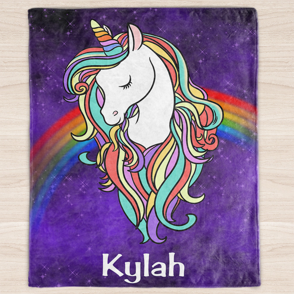 Custom Magical Unicorn Baby Girl Name Blanket