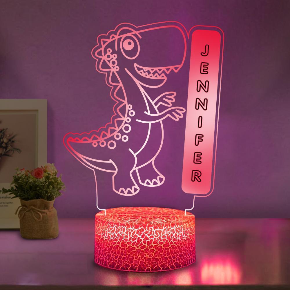 Personalized Name Dinosaur LED Night Light, Custom Nursery Baby Kids Room Name Sign Gift
