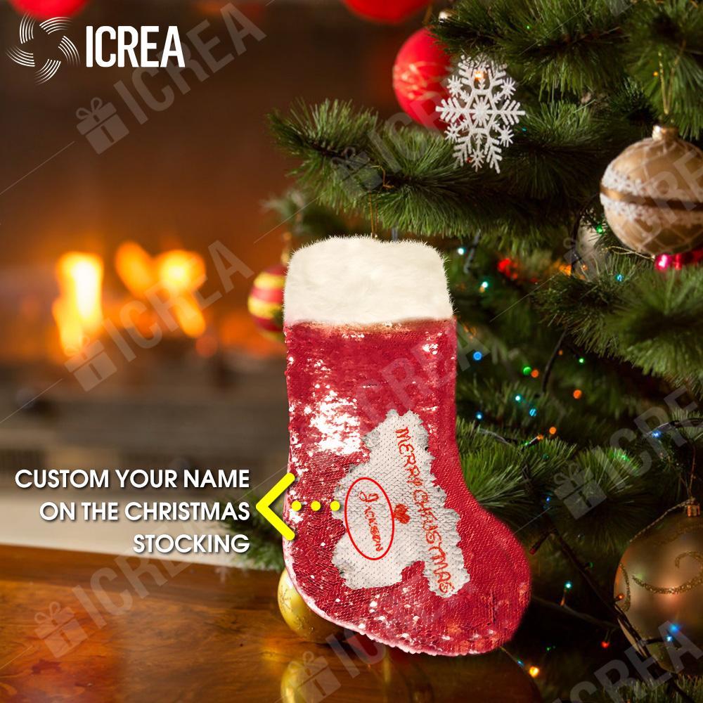 Personalized Sequins Christmas Stocking With Name