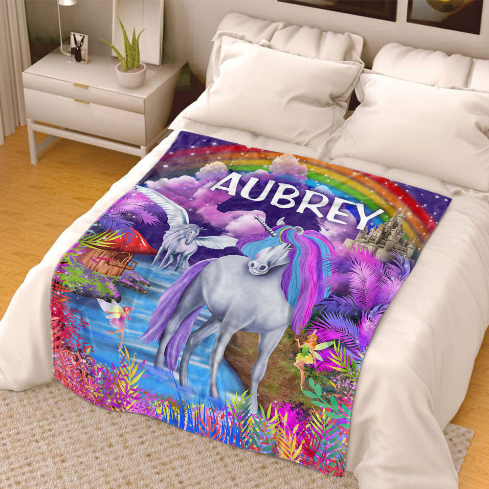 Custom Magical Unicorn Wonderland Premium Fleece Blanket