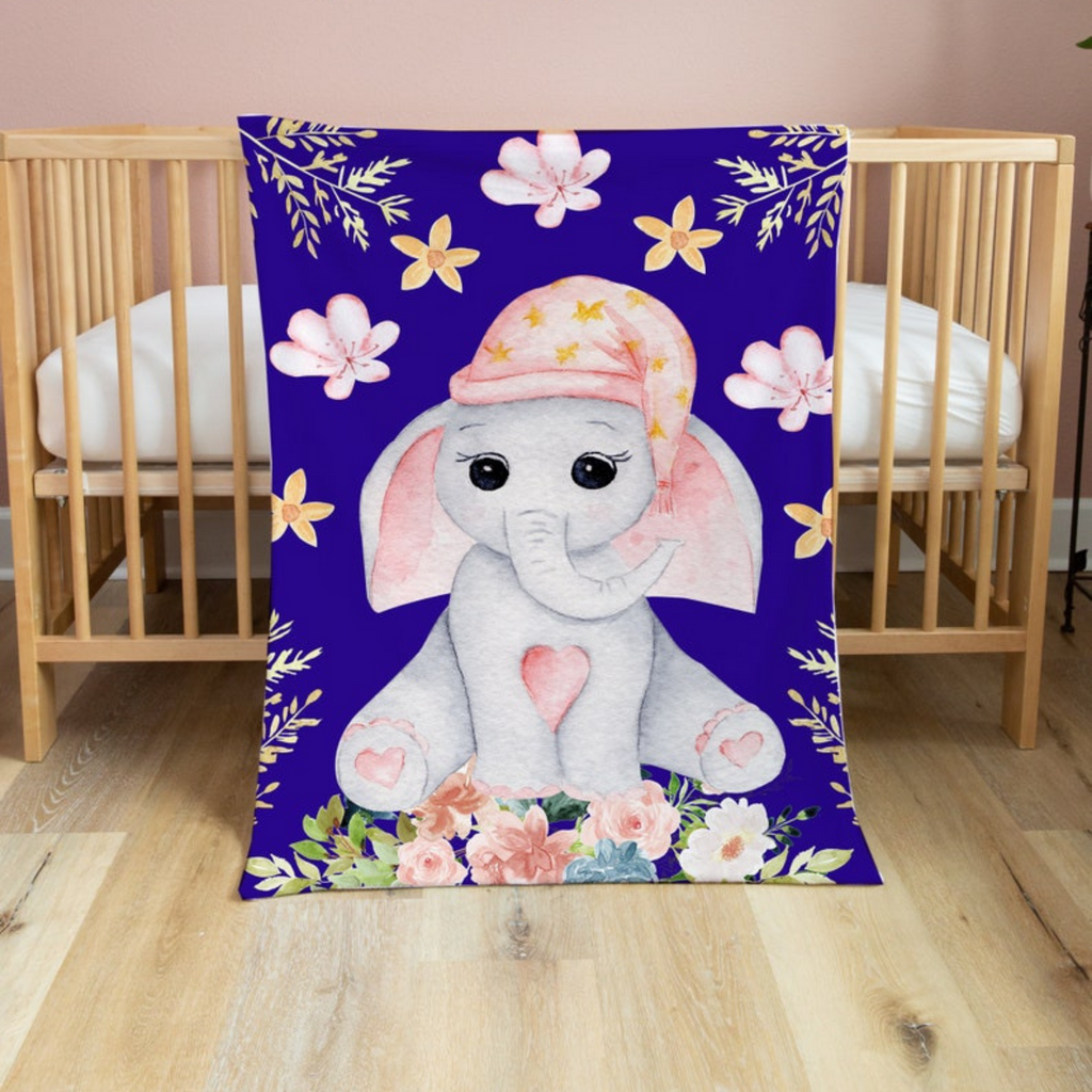 Personalized Baby Animal Fleece Blanket I17-Elephant