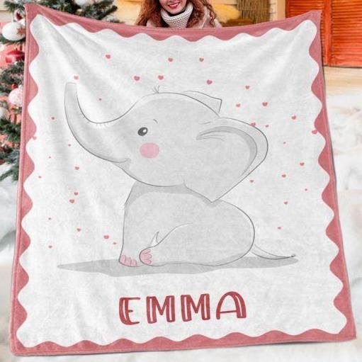Custom Elephant Name Blanket I02