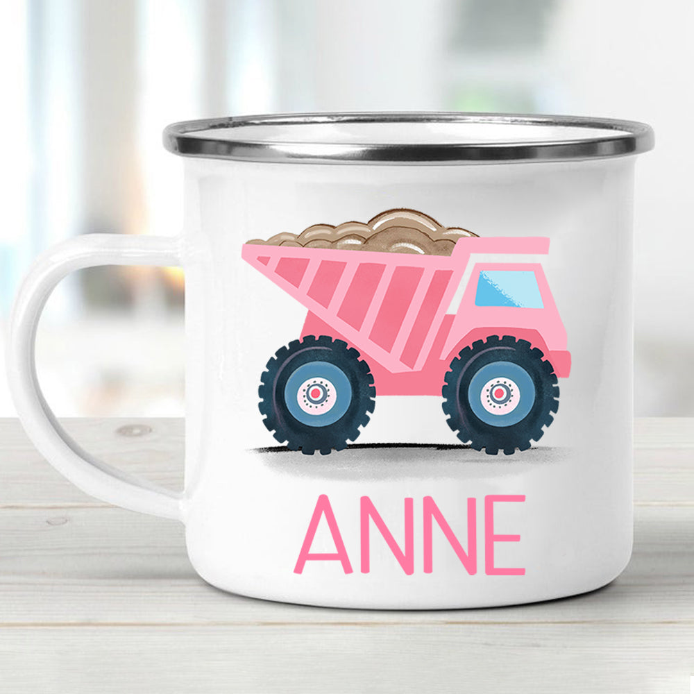 Custom Name Truck Children's Enamel Campfire Mug XVIII