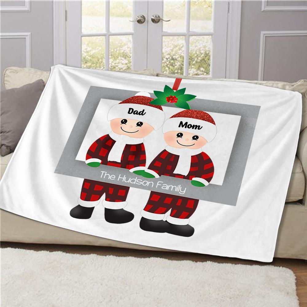 Personalized Christmas Family Member Fleece Blanket II