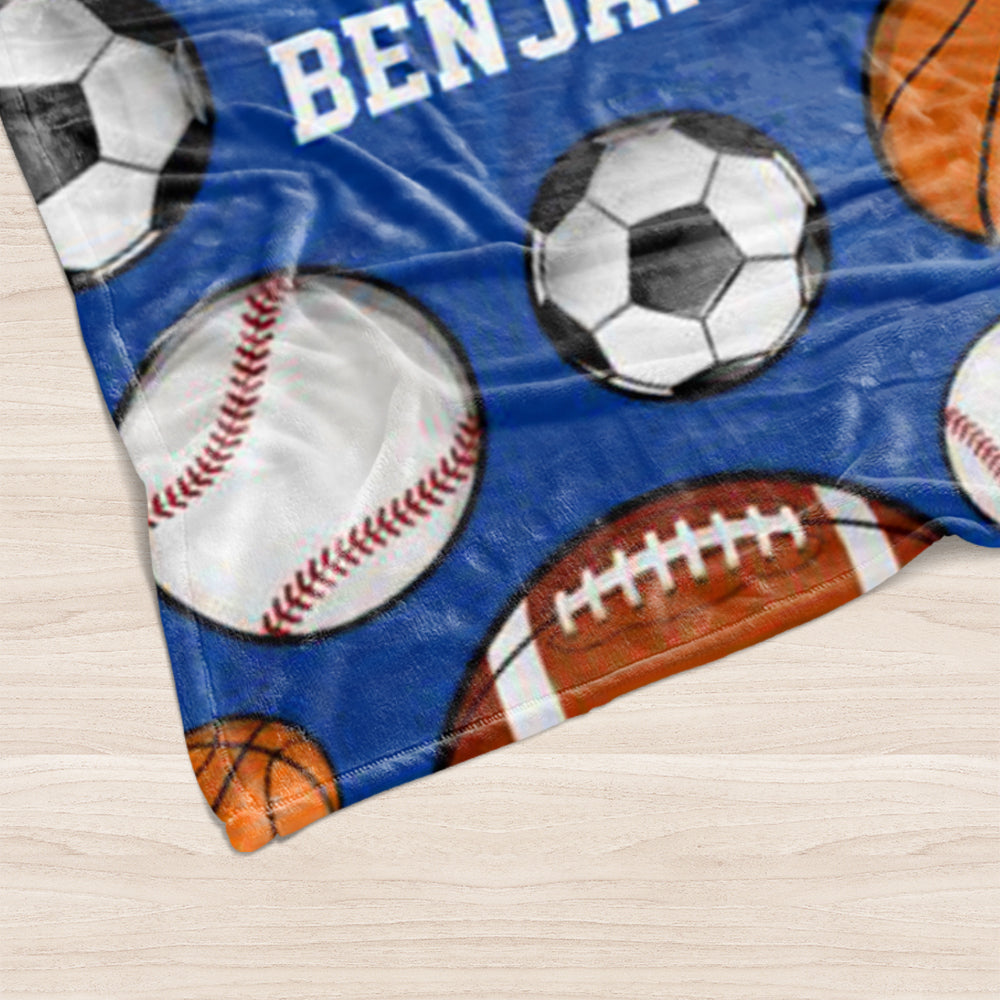Custom Sport Baby Boy Name Blanket