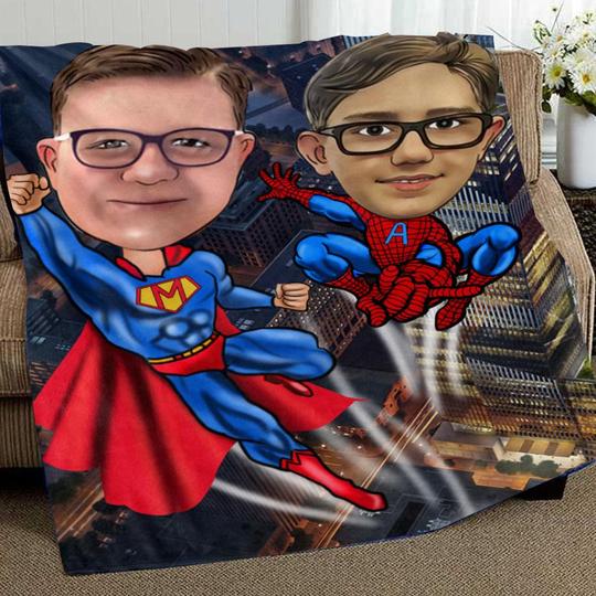 Personalized Hand-Drawing Photo Portrait Fleece Blanket